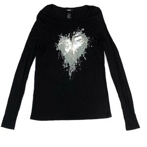 Black Long Sleeve Top with Heart Design